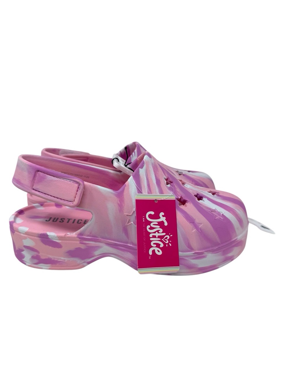 Justice Pink & Purple Tie-Dye Star Clog Sandals girls size US 4/ EU 36NWT